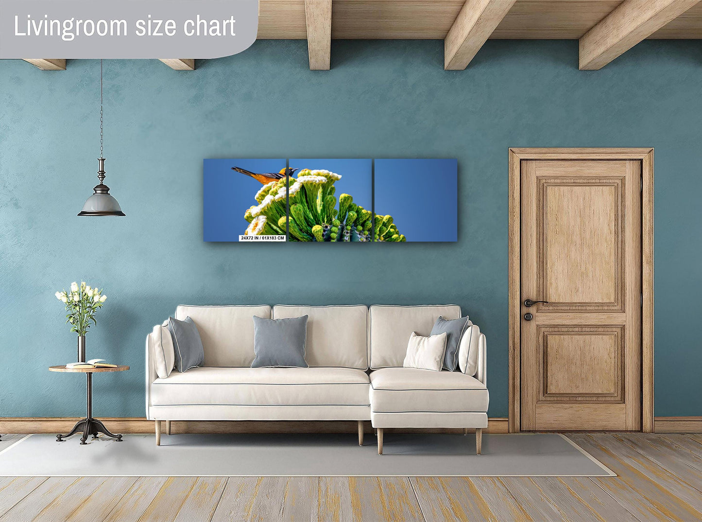 Arizona Desert Songbird: Hooded Oriole on Saguaro Cactus Flower Top Wall Art Print Aluminum/Acrylic/Metal/Canvas Bird Nature Photography