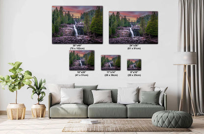 Gooseberry Falls Sunset Lower Cascades Minnesota State Park North Shore Photo Print, Waterfall Nature Wall Art Decor Aluminum/Metal/Canvas