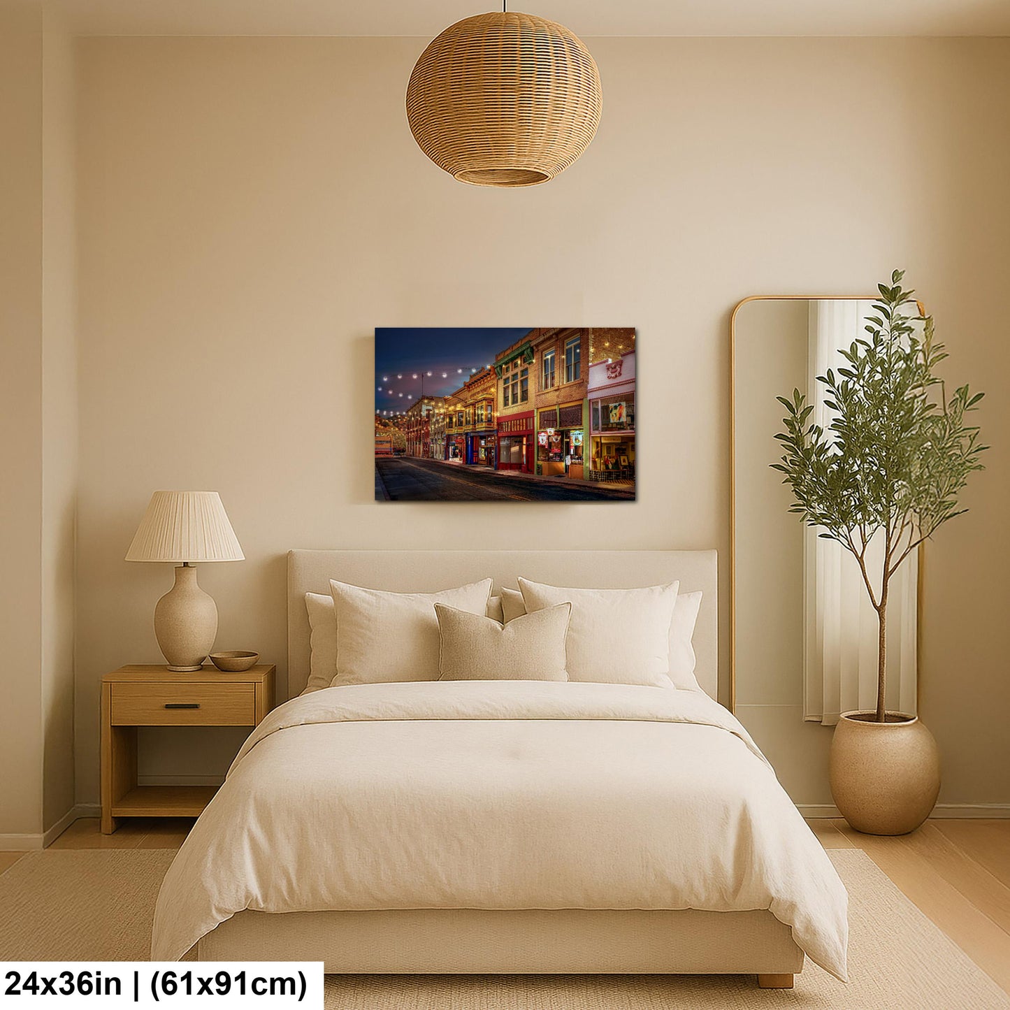 Bisbee Arizona Historic Street at Night, Photography Print, Southwest Architecture Wall Art