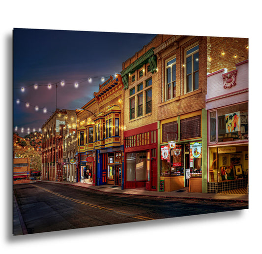 Bisbee Arizona Historic Street at Night, Photography Print, Southwest Architecture Wall Art