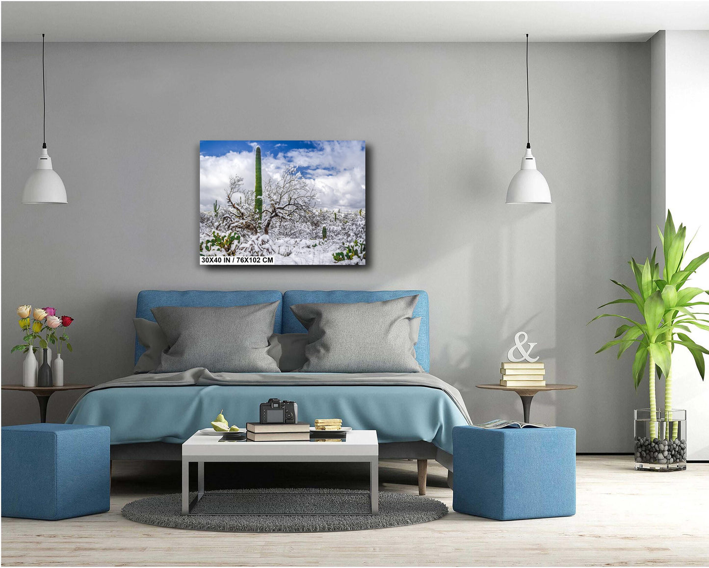 Saguaro Standing Tall in Winter’s Embrace: Saguaro National Park Print Wall Art Tucson Snow Desert Photography Aluminum/Acrylic/Metal/Canvas