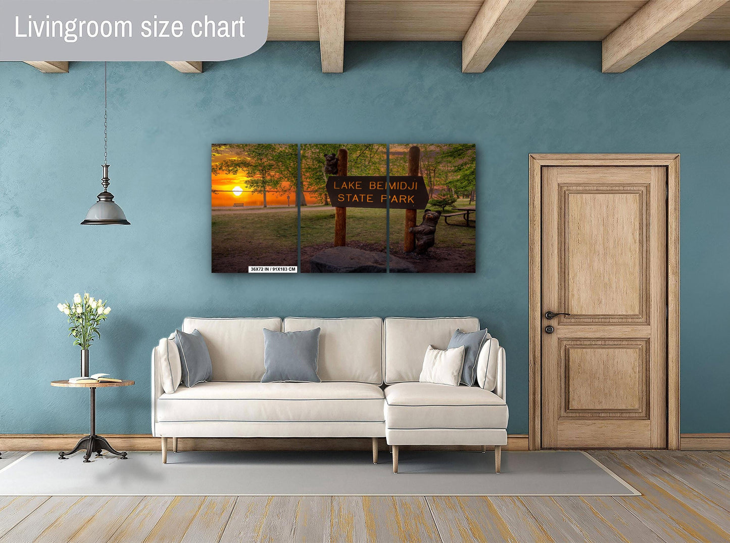 Lake Bemidji State Park Sign at Sunset Wall Art Print Aluminum/Acrylic/Metal/Canvas Forest Photography Hanging Home Decor Historic Landmark