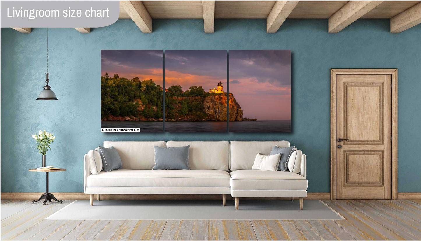 Split Rock Lighthouse at Sunset, Minnesota North Shore Print Wall Art Photography Aluminum/Acrylic/Metal/Canvas