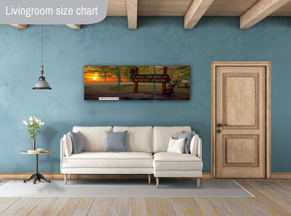 Lake Bemidji State Park Sign at Sunset Wall Art Print Aluminum/Acrylic/Metal/Canvas Forest Photography Hanging Home Decor Historic Landmark