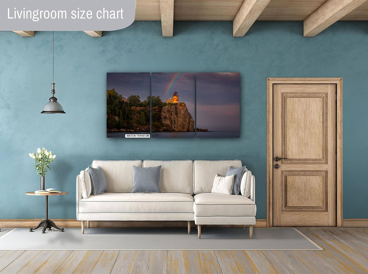 Rainbow over Split Rock Lighthouse Minnesota North Shore Lake Superior Print Wall Art on Aluminum, Acrylic, Metal, Canvas Travel Gift Decor