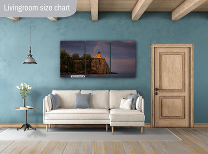 Rainbow over Split Rock Lighthouse Minnesota North Shore Lake Superior Print Wall Art on Aluminum, Acrylic, Metal, Canvas Travel Gift Decor