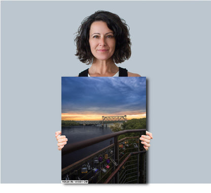 KC Locks of Love Over The Missouri River: Old Red Bridge Love Locks Print Wall Art Riverfront Kansas City Aluminum/Acrylic/Metal/Canvas