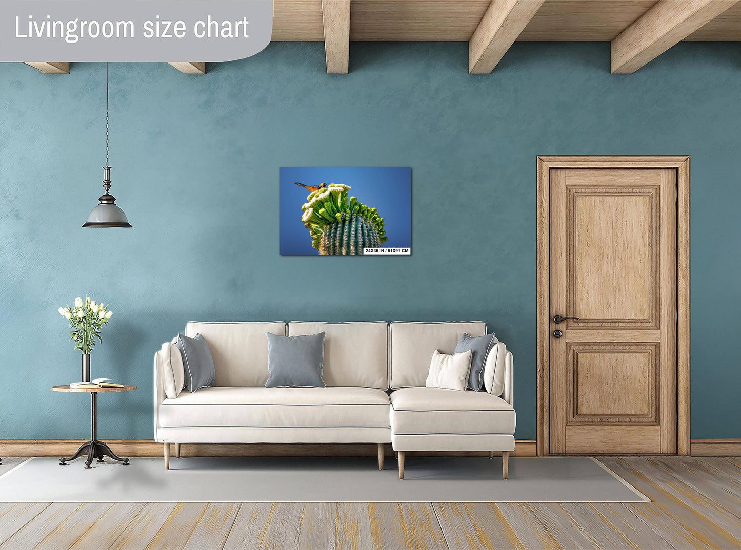 Arizona Desert Songbird: Hooded Oriole on Saguaro Cactus Flower Top Wall Art Print Aluminum/Acrylic/Metal/Canvas Bird Nature Photography