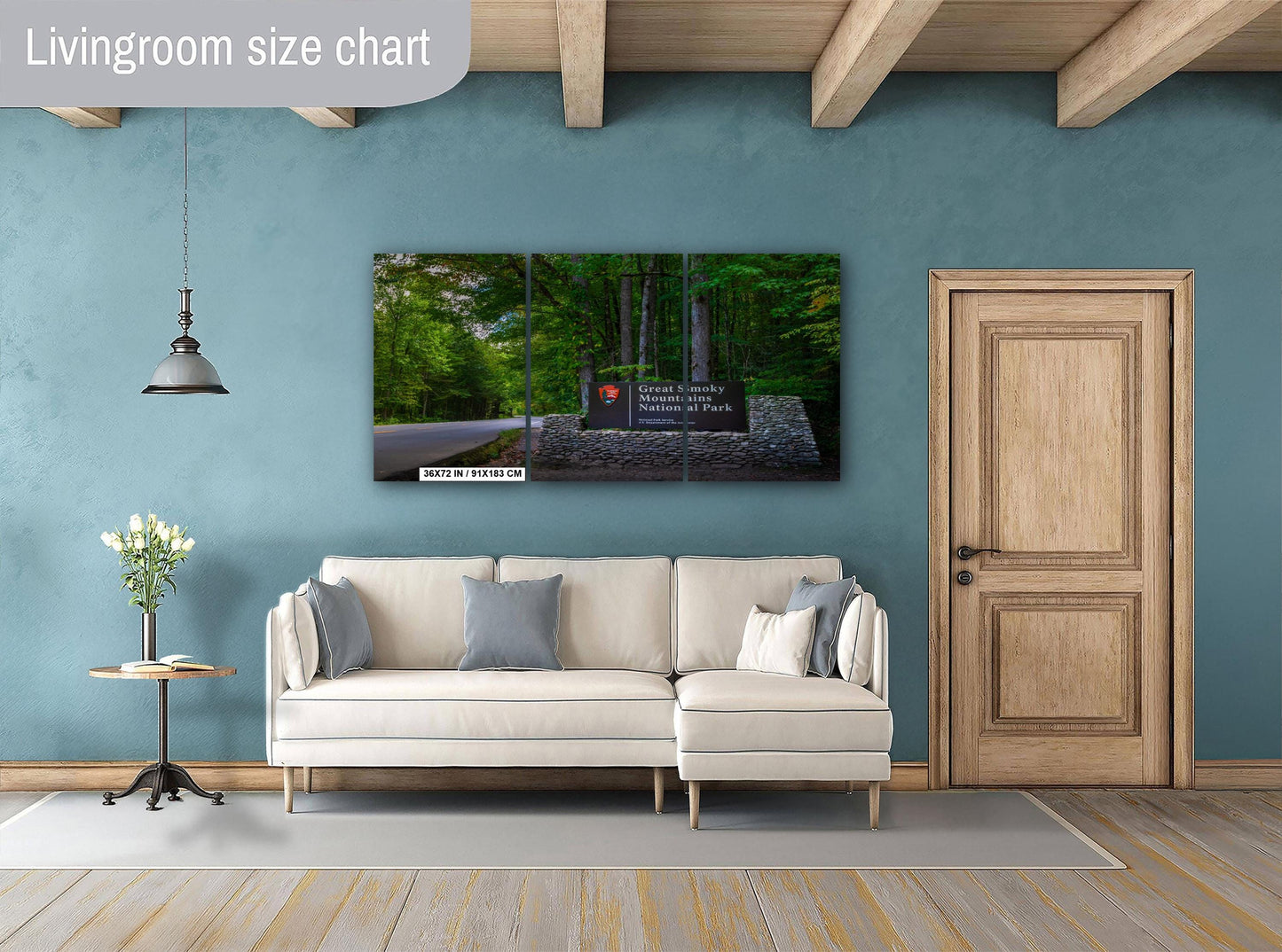 Great Smoky Mountains National Park Sign and Forest Road Photography Print, Wall Art Tennessee Landscape Decor