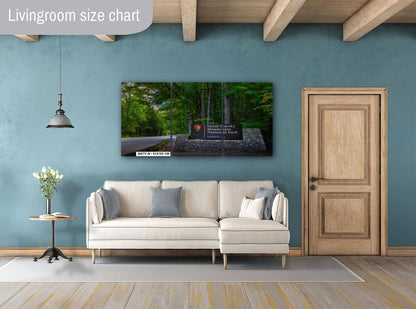 Great Smoky Mountains National Park Sign and Forest Road Photography Print, Wall Art Tennessee Landscape Decor