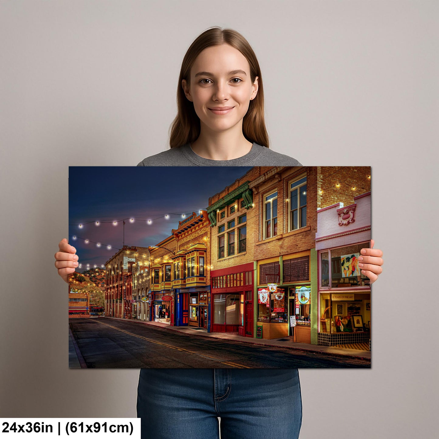 Bisbee Arizona Historic Street at Night, Photography Print, Southwest Architecture Wall Art
