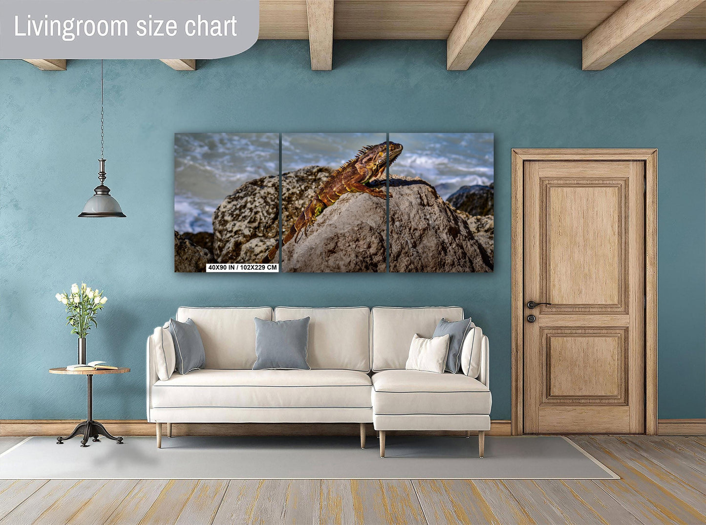 Key West Iguana on Coastal Rocks Fine Art Photography Print, Florida Wildlife Photo, Ocean Shore Nature Decor Reptile Wall Art Metal Canvas