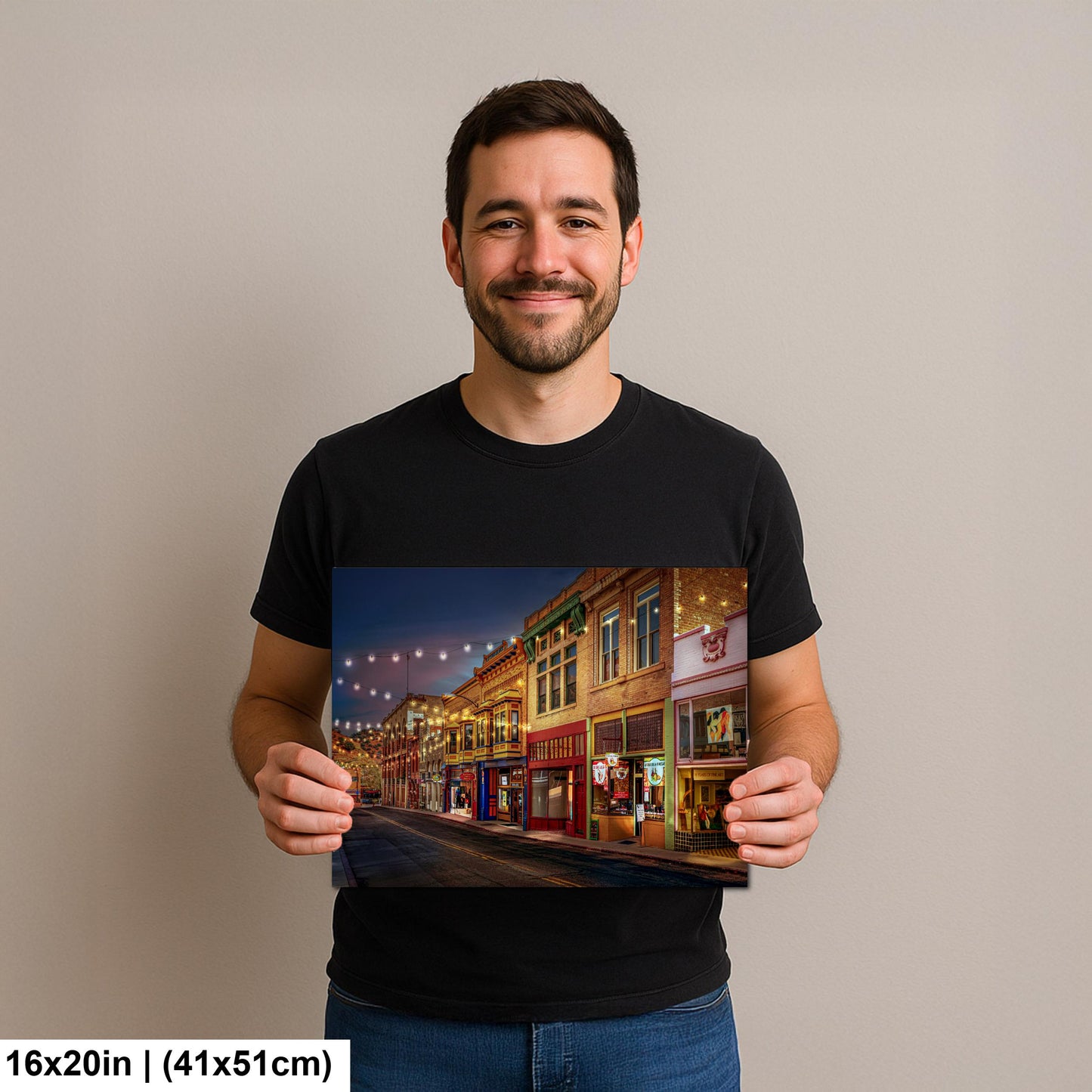 Bisbee Arizona Historic Street at Night, Photography Print, Southwest Architecture Wall Art