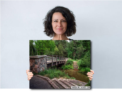 Mississippi Headwaters Wooden Footbridge Lake Itasca State Park Minnesota Photo Print, Forest River Source Nature Wall Art Decor Travel Gift