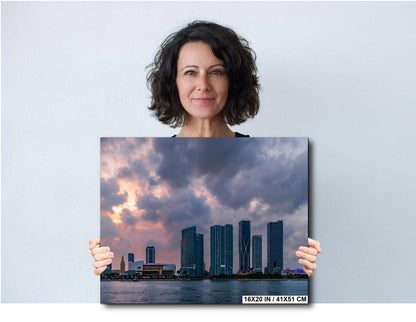 Miami Skyline Sunset Print: Biscayne Bay Urban Landscape Photography
