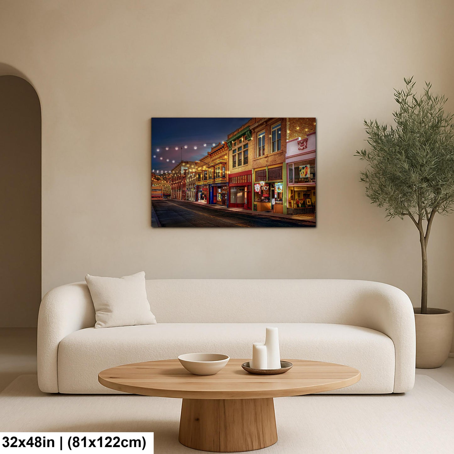 Bisbee Arizona Historic Street at Night, Photography Print, Southwest Architecture Wall Art