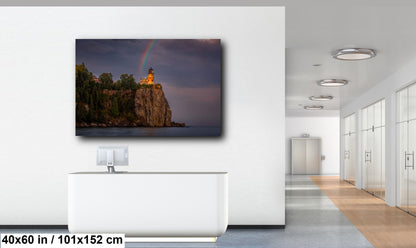 Rainbow over Split Rock Lighthouse Minnesota North Shore Lake Superior Print Wall Art on Aluminum, Acrylic, Metal, Canvas Travel Gift Decor