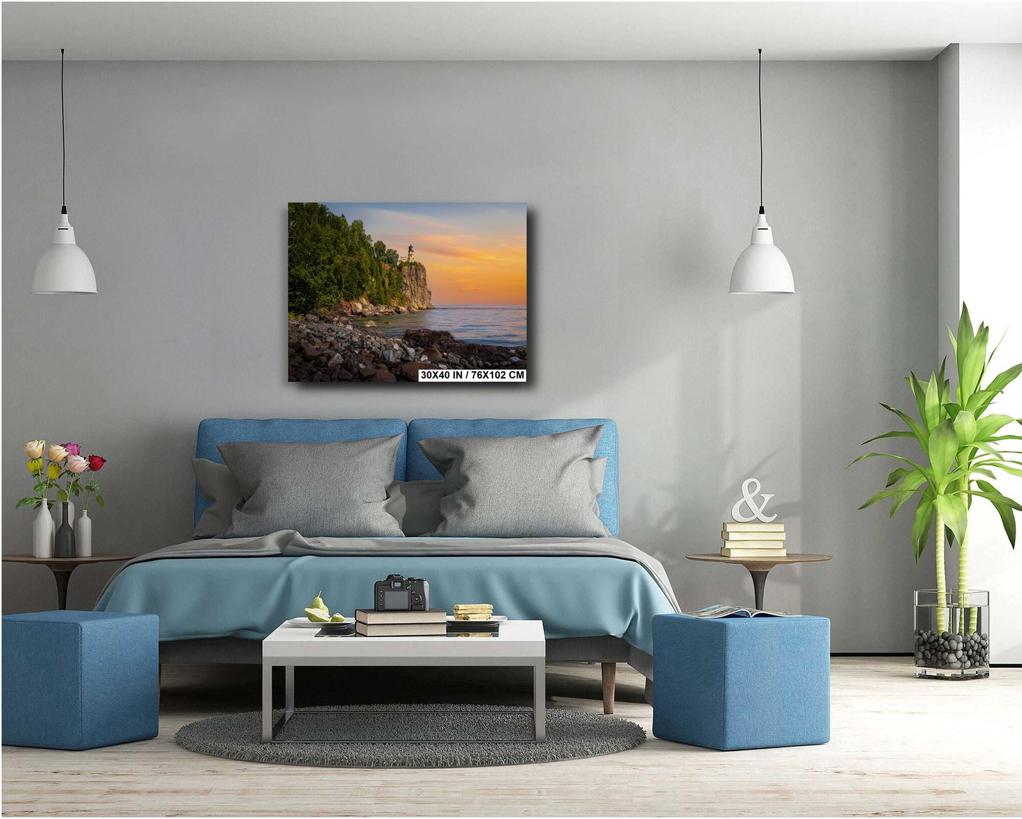 Golden Hour at Split Rock Lighthouse on Minnesota's North Shore, Lake Superior Print Wall Art Photography Aluminum/Acrylic/Metal/Canvas