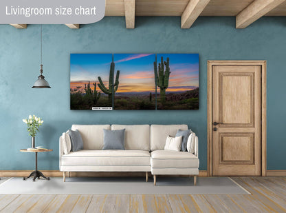 Gold Canyon Wonder: Saguaro Cactus Arizona Wall Art Metal Canvas Print  Desert Landscape Photography