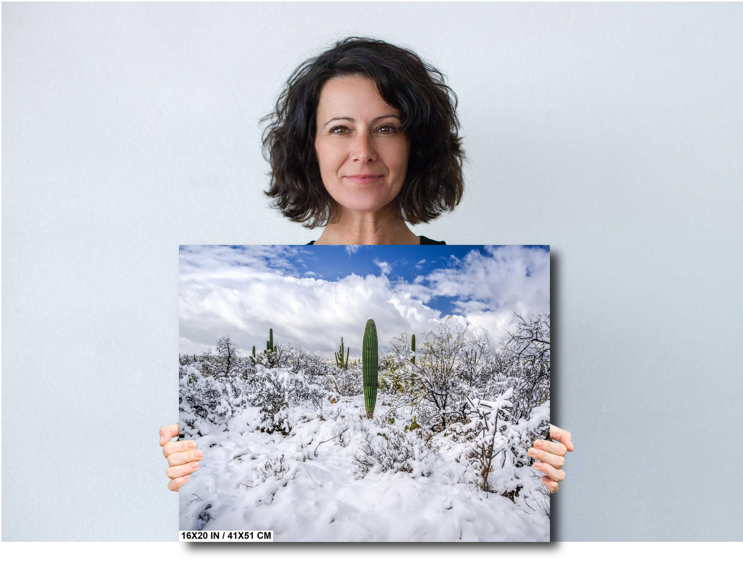 Winter’s Charm in the Desert: Saguaro National Park Print Wall Art Tucson Winter Snow Desert Photography Aluminum/Acrylic/Metal/Canvas