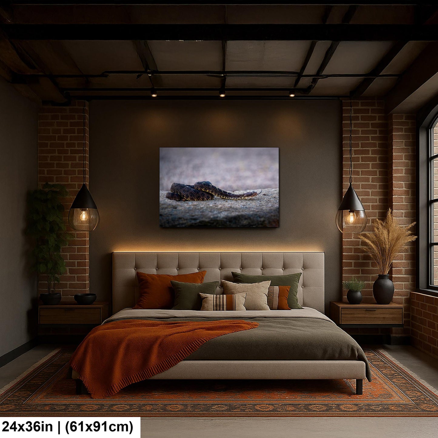 Black Rattlesnake Print - Arizona Desert Wildlife Art | Fine Canvas Wall Decor