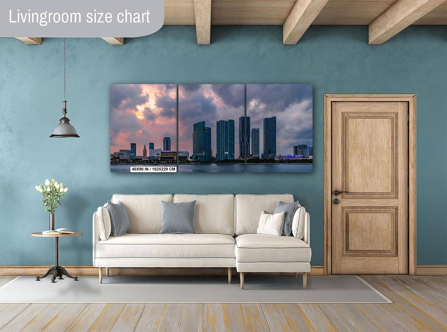 Miami Skyline Sunset Print: Biscayne Bay Urban Landscape Photography