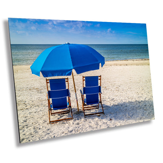 Beachside Bliss: Beach Day Florida Seascape Photography Metal Canvas Print Home Decor Wall Art