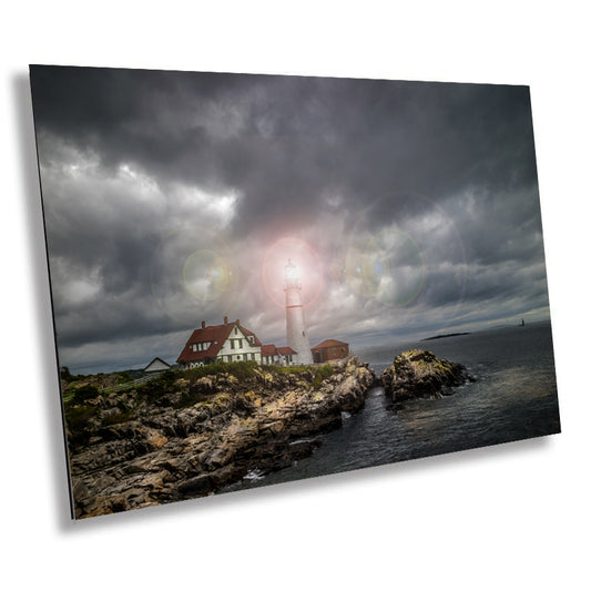 Beacon of Light: Cape Elizabeth Lighthouse Wall Art Nautical Photography Seascape Canvas Print