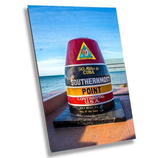 Boundary of Bliss: U.S. Southernmost Point Key West Florida Sign Nautical Metal Print Home Wall Art