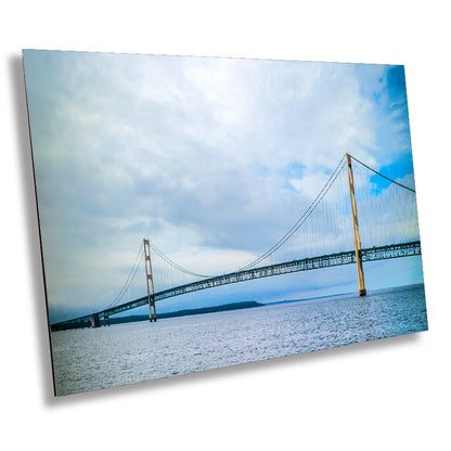 Bridging Time: Mackinac Bridge Michigan Architecture Seascape Photography Canvas Wall Art Decor