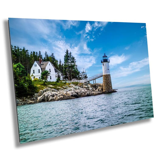 Coastal Charm: Isle au Haut Lighthouse Acadia National Park Nautical Canvas Print Wall Art