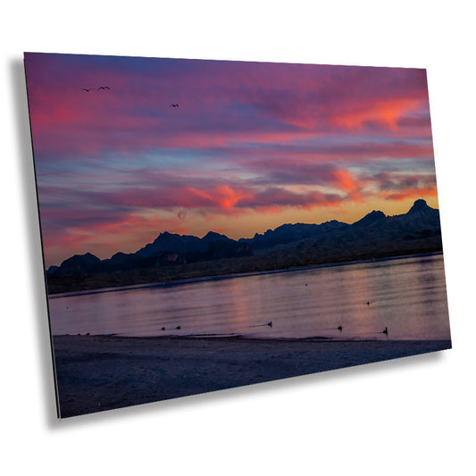 Colorful Dusk Serenity: Sunset at Lake Havasu Wall Art Metal Canvas Print Arizona Landscape