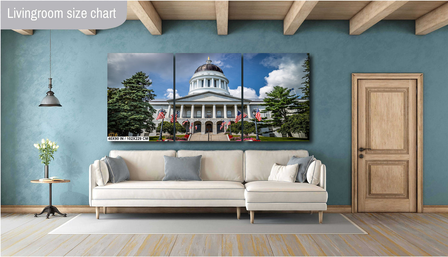 Augusta Maine State Capitol: The Maine State House Wall Art Metal Aluminum Print Historic Building Patriotic Home Decor Photography