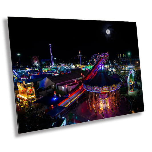 Fairground Galaxy: Arizona State Fair Amusement Rides Metal Canvas Wall Art Photography