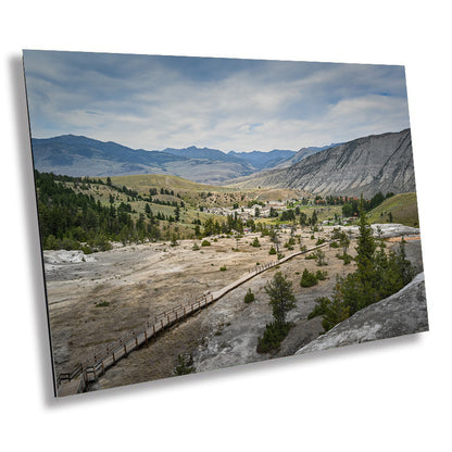 Frontier Sentinels: Mammoth Hot Springs Fort Yellowstone National Park Wall Art Yellowstone National Park Valley Metal Acrylic Print