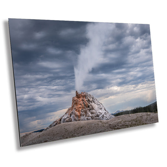 Geyser Dreams: White Dome Geyser Wall Art Yellowstone National Park Metal Canvas Print Wyoming Landscape