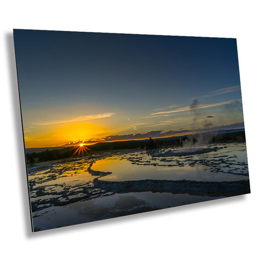 Geyser Grace: Fountain Geyser of Yellowstone Wall Art Wyoming Landscape Metal Canvas Print