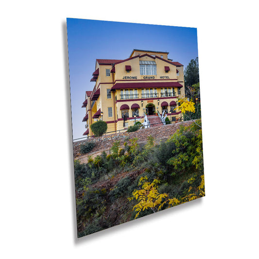 Haunted History: Jerome Grand Hotel Portrait Wall Art Arizona Ghost Town Metal Canvas Print