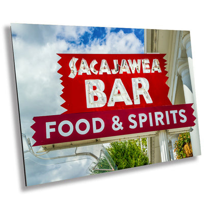 Historic Sacajawea Bar Signage: Three Forks Bozeman Montana Landmark Wall Art Photography Metal Acrylic Print