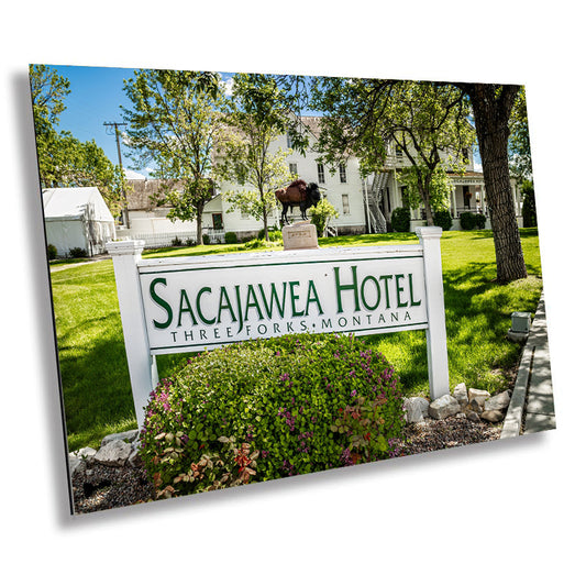 Historic Sacajawea Hotel Signage: Bozeman Three Forks Wall Art Montana Landmark Metal Acrylic Print