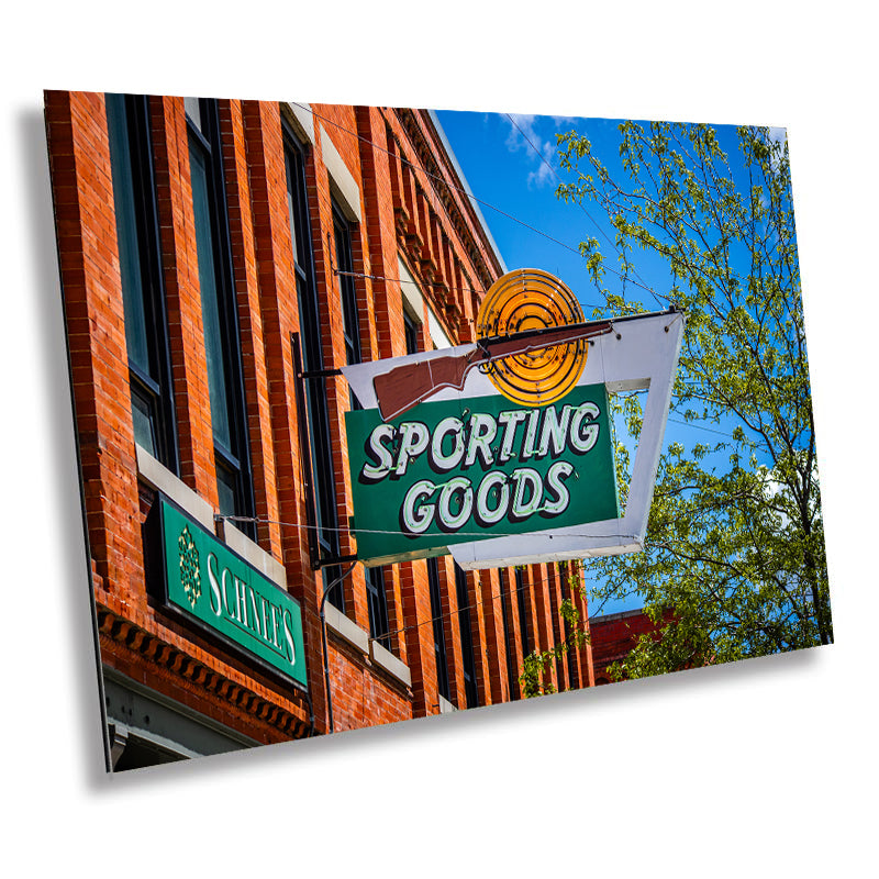 Historic Schnee's Sporting Goods Signage: Bozeman Montana Wall Art Metal Acrylic Print Photography