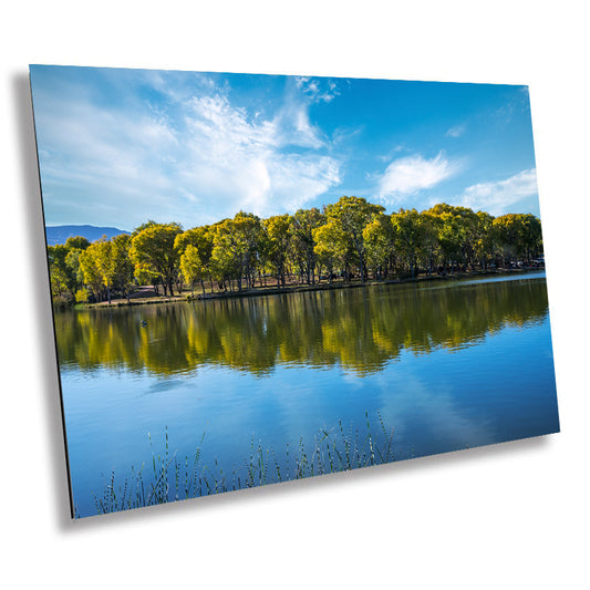 Lakeside Oasis: Lake Water Reflection Photography Cottonwood Arizona Nature Wall Art State Park Canvas Print