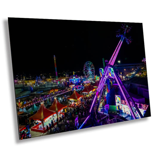 Lights, Thrills, Action: Arizona State Fair Metal Canvas Prints Phoenix Arizona Colorful Lights Photography Wall Art