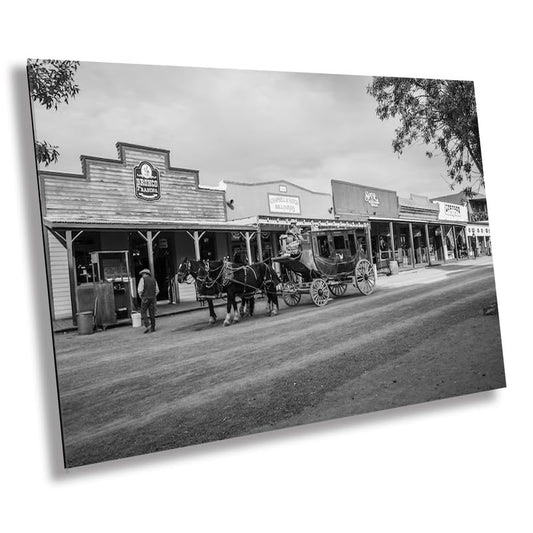 Monochrome Memories: Tombstone Arizona Cowboy Black and White Metal Canvas Wall Art Photography