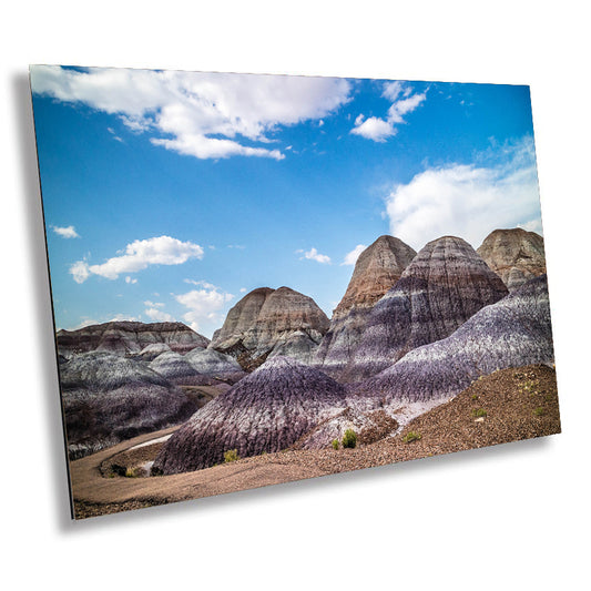 Nature's Palette: Blue Mesa Desert Hills of Arizona Photography Metal Canvas Print Home Wall Art