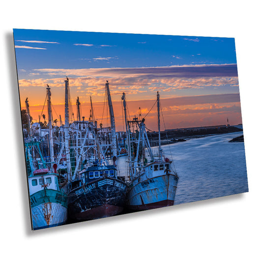 Nautical Narratives: Fishing Boats in Puerto Peñasco's Harbor Wall Art Mexico Landscape Metal Canvas Print