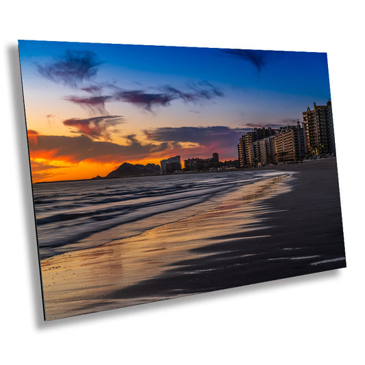 Oceanfront Oasis: Buildings by the Beach in Puerto Peñasco Wall Art Mexico Seascape Metal Canvas Print