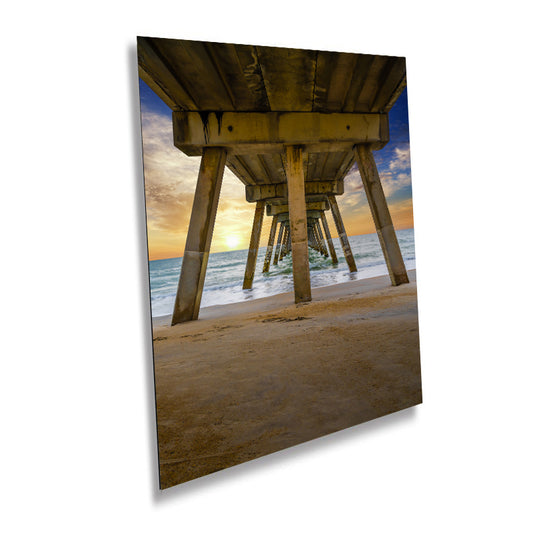 Pier Perspective: View Underneath Johnny Mercer Pier Photography Canvas Print North Carolina Seascape Wall Art