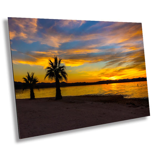 Radiant Horizons: Sunset at Lake Havasu Wall Art State Park Canvas Metal Print Arizona Photography