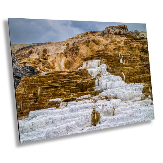 Steaming Splendor: Mammoth Hot Springs Wall Art Photography Yellowstone National Park Metal Canvas Print